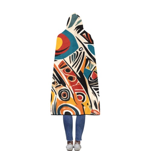 Stunning abstract art on a tribal theme. Flannel Hooded Blanket 56''x80''