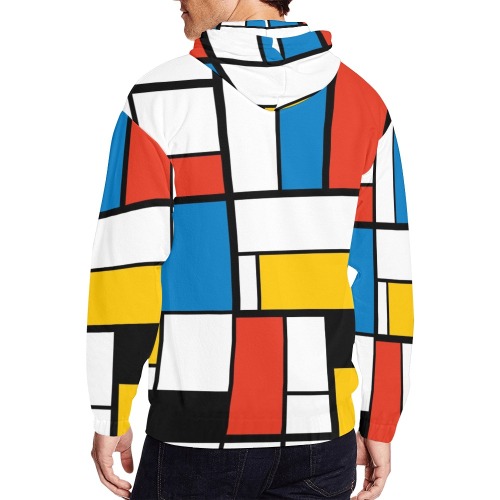 Mondrian De Stijl Modern All Over Print Full Zip Hoodie for Men (Model H14)
