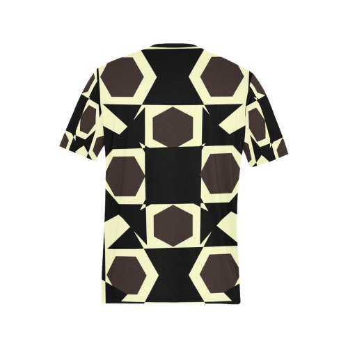 light yellow geometry Men's All Over Print T-Shirt (Solid Color Neck) (Model T63)