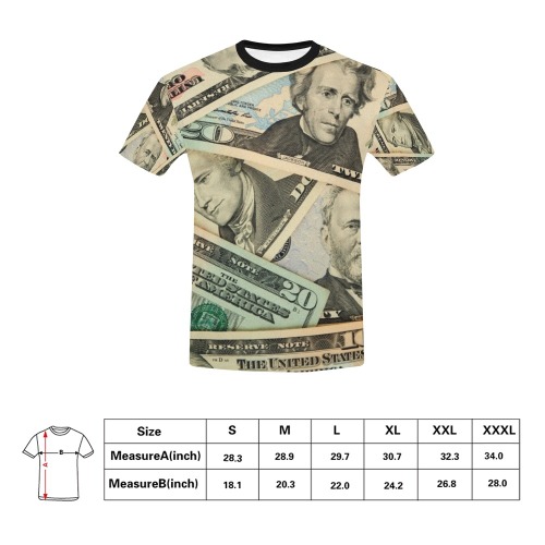 US PAPER CURRENCY All Over Print T-Shirt for Men (USA Size) (Model T40)