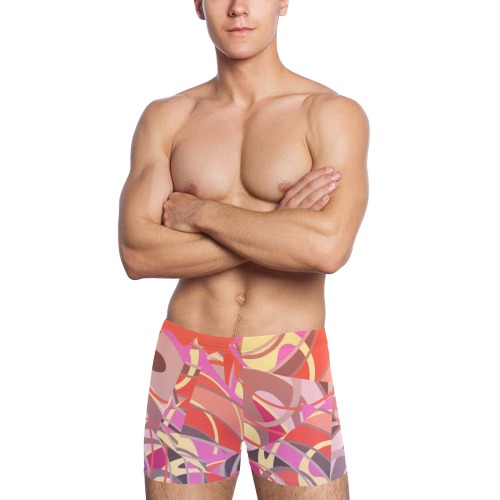 Reds, Coral, Gold Abstract Tangles Men's Swimming Trunks (Model L60)