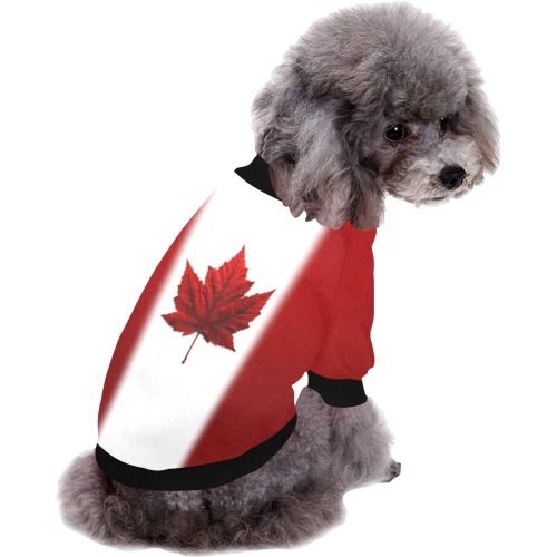 Canada Flag Dog Shirts Pet Dog Round Neck Shirt