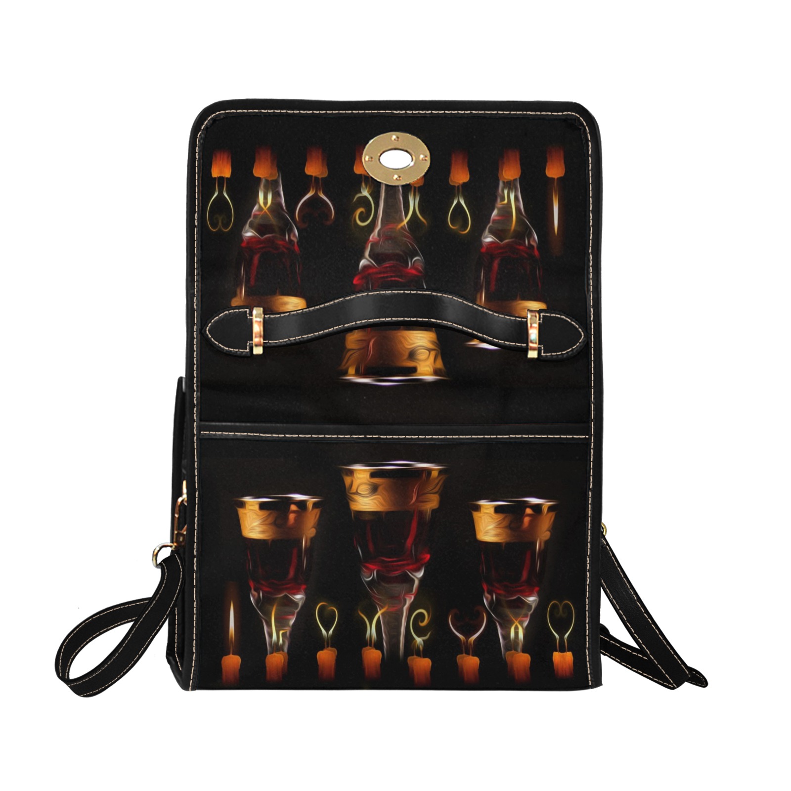 Candles Wine Ritual Waterproof Canvas Bag-Black (All Over Print) (Model 1641)
