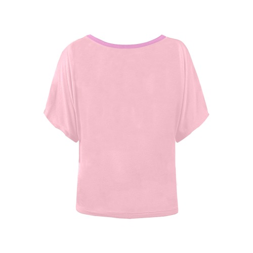 Pink on dark pink  coloring Women's Batwing-Sleeved Blouse T shirt (Model T44)