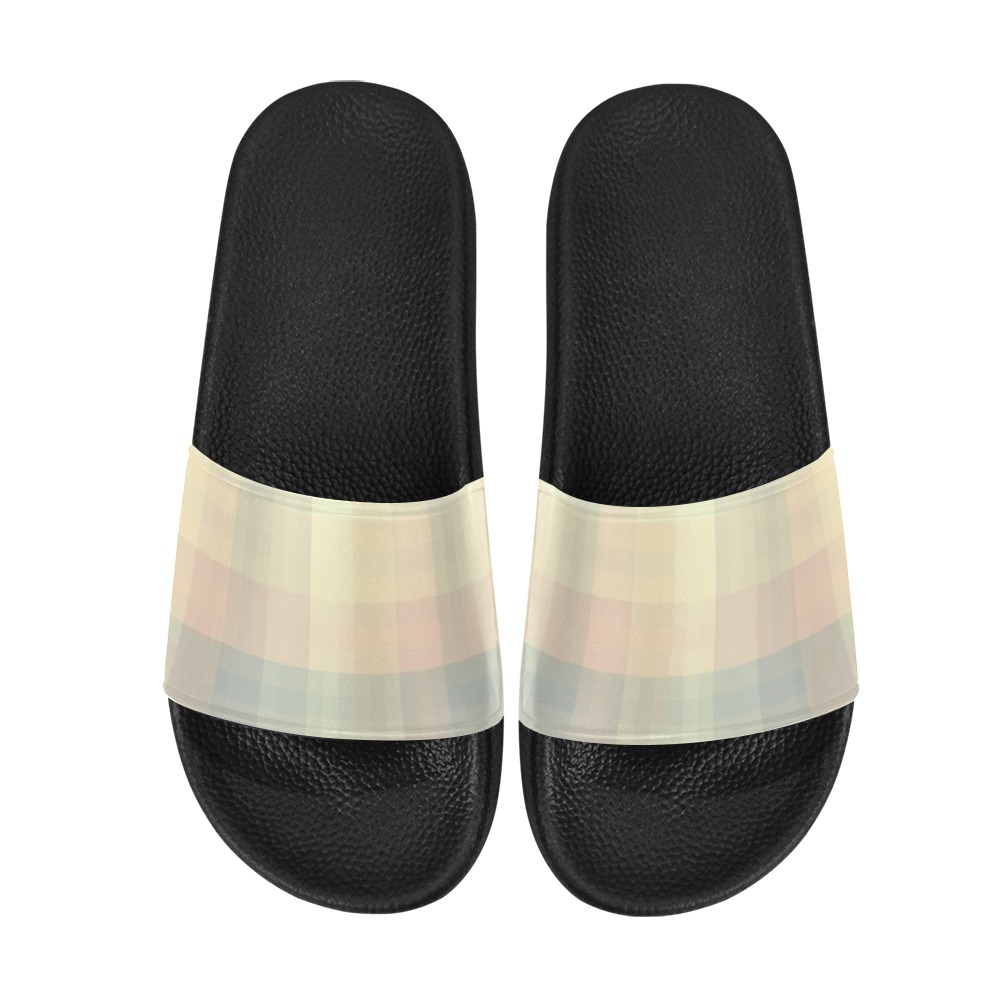 Candy Sweet Pastel Pattern Checkers Men's Slide Sandals (Model 057)