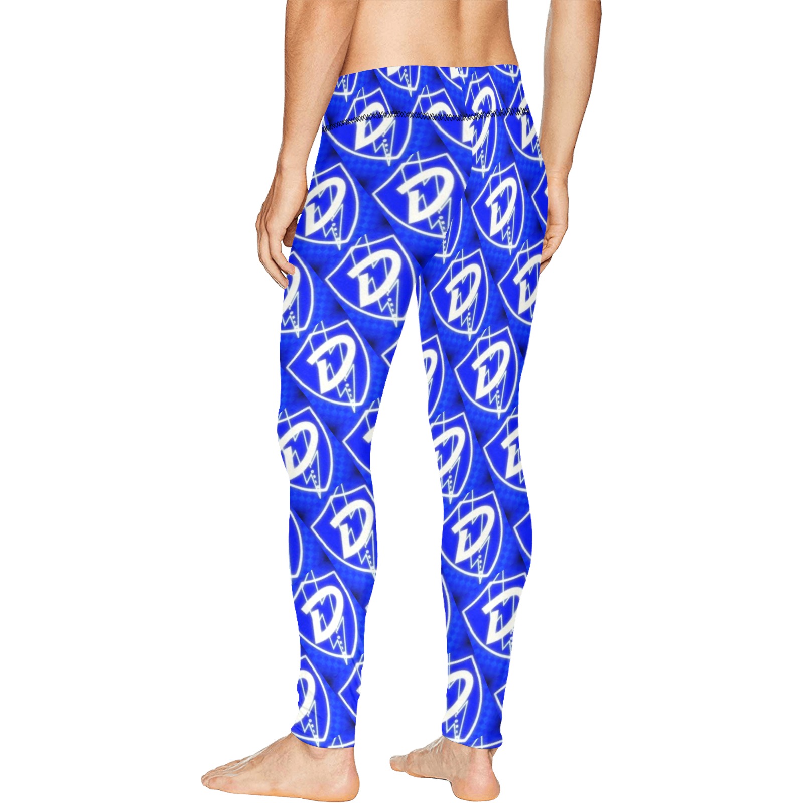 DIONIO Clothing - Blue D Shield Repeat Logo Meggings (Blue D Shield Logo) Men's All Over Print Leggings (Model L38)