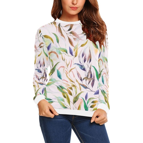 Painting colorful leaves 78 All Over Print Crewneck Sweatshirt for Women (Model H18)