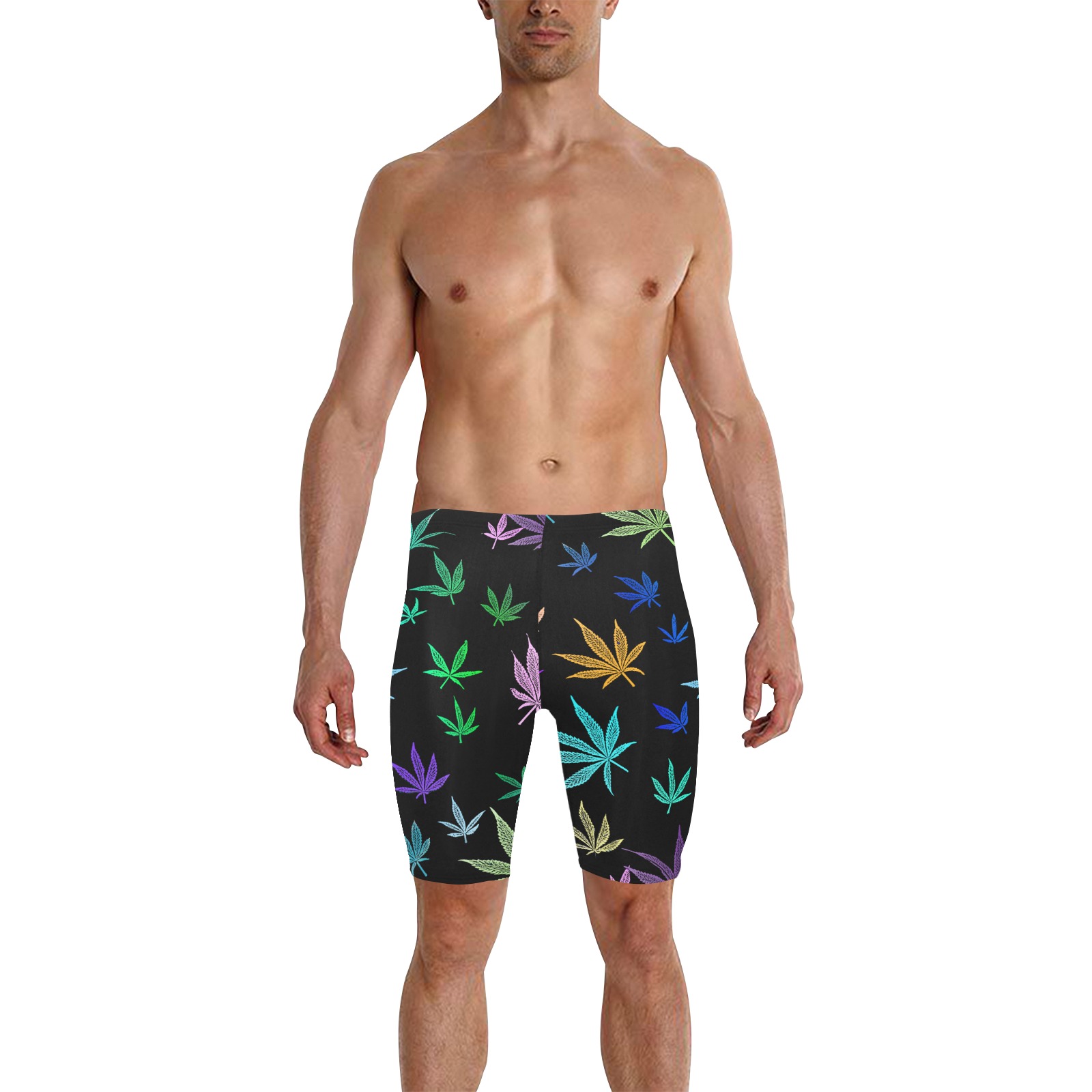 pot leaves color Men's Knee Length Swimming Trunks (Model L58)