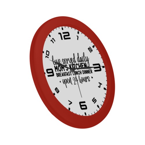Moms Kitchen Open 24 hours (R) Circular Plastic Wall clock