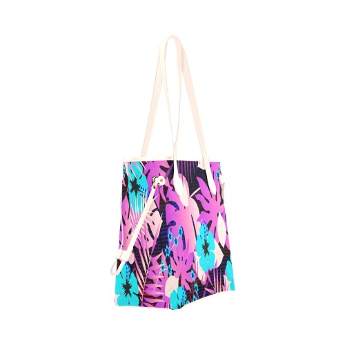 GROOVY FUNK THING FLORAL PURPLE Clover Canvas Tote Bag (Model 1661)