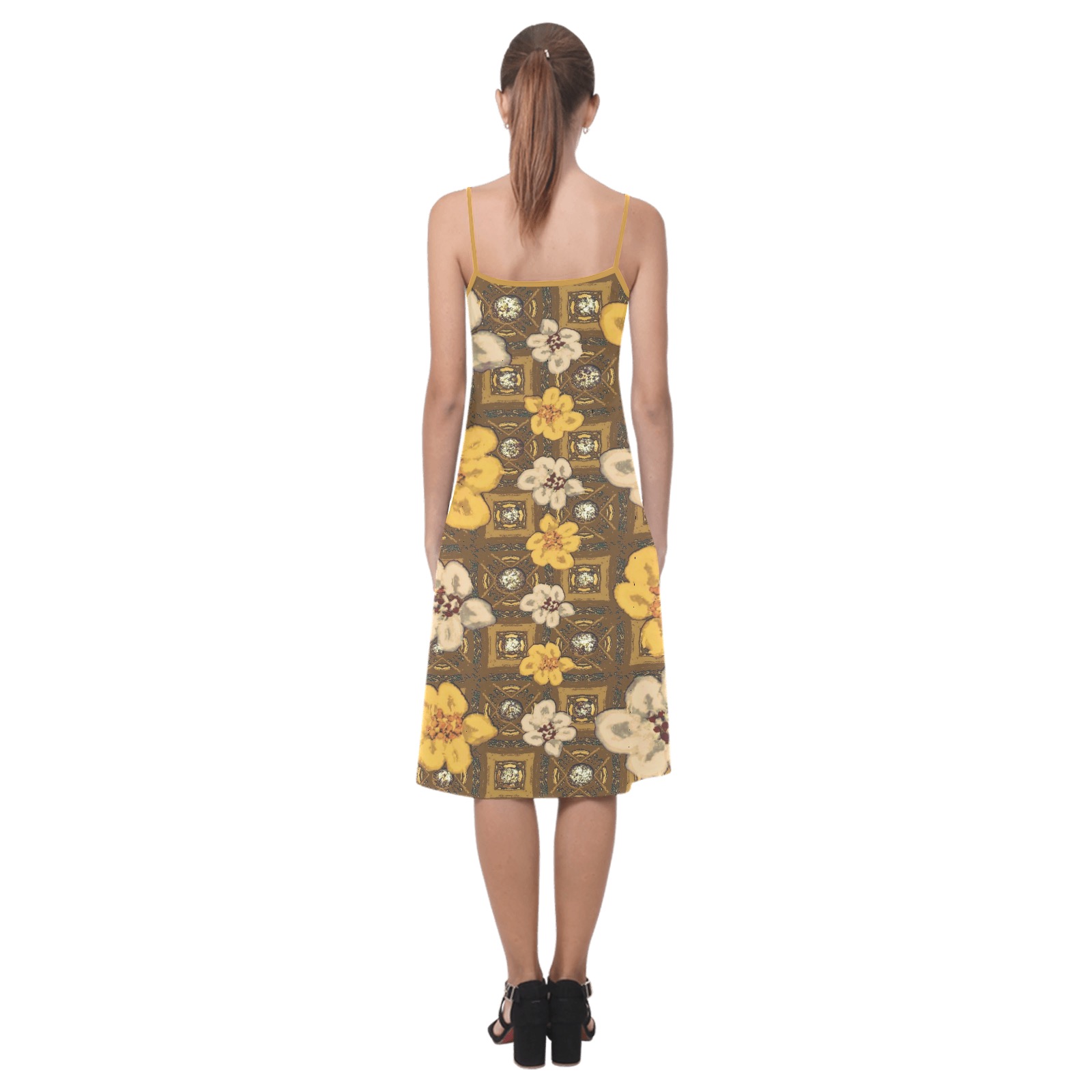 A taste of yellow-floral Alcestis Slip Dress (Model D05)