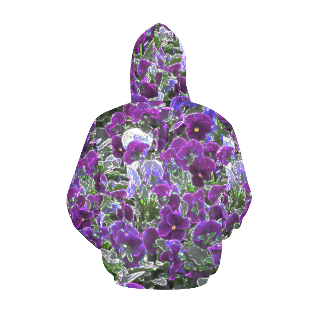 Field Of Purple Flowers 8420 All Over Print Hoodie for Women (USA Size) (Model H13)