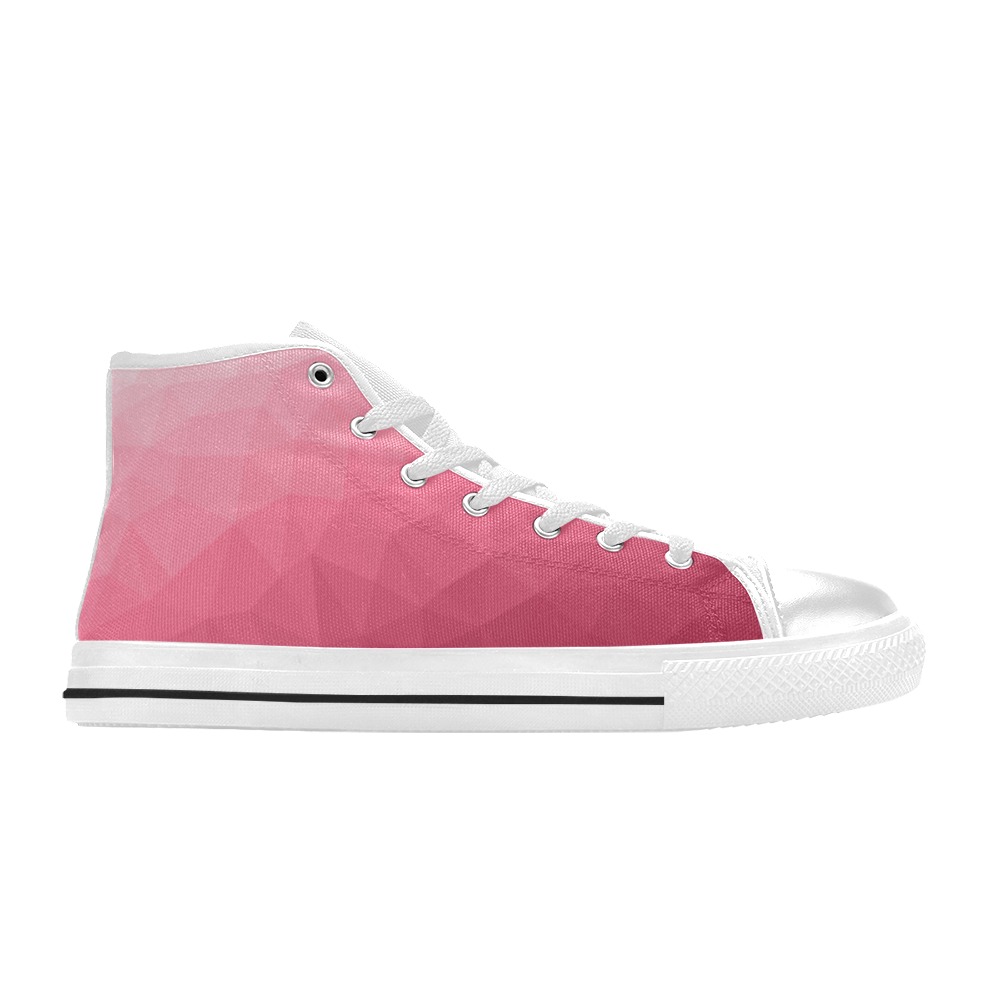 Magenta pink ombre gradient geometric mesh pattern Women's Classic High Top Canvas Shoes (Model 017)