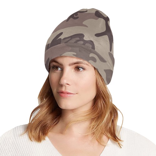 Camo Light Brown All Over Print Beanie for Adults