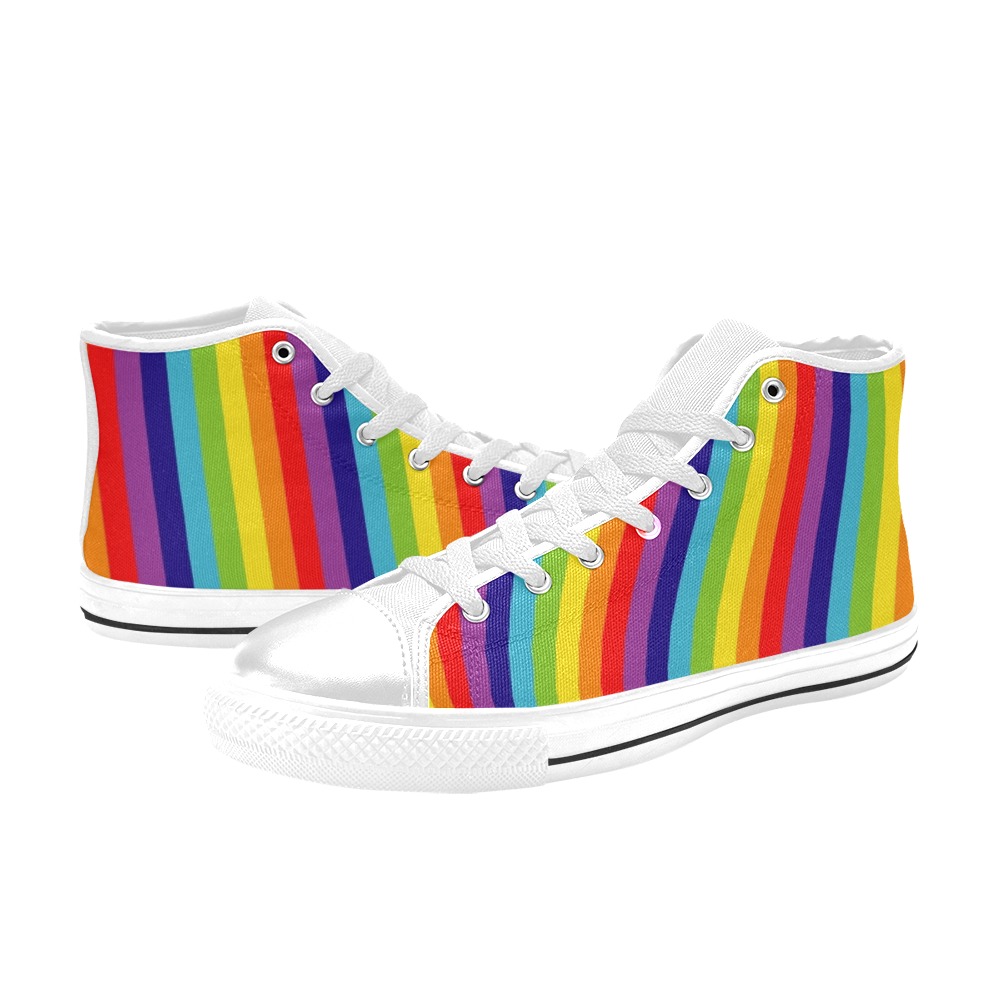 Rainbow Shoes High Top Canvas Shoes for Kid (Model 017)