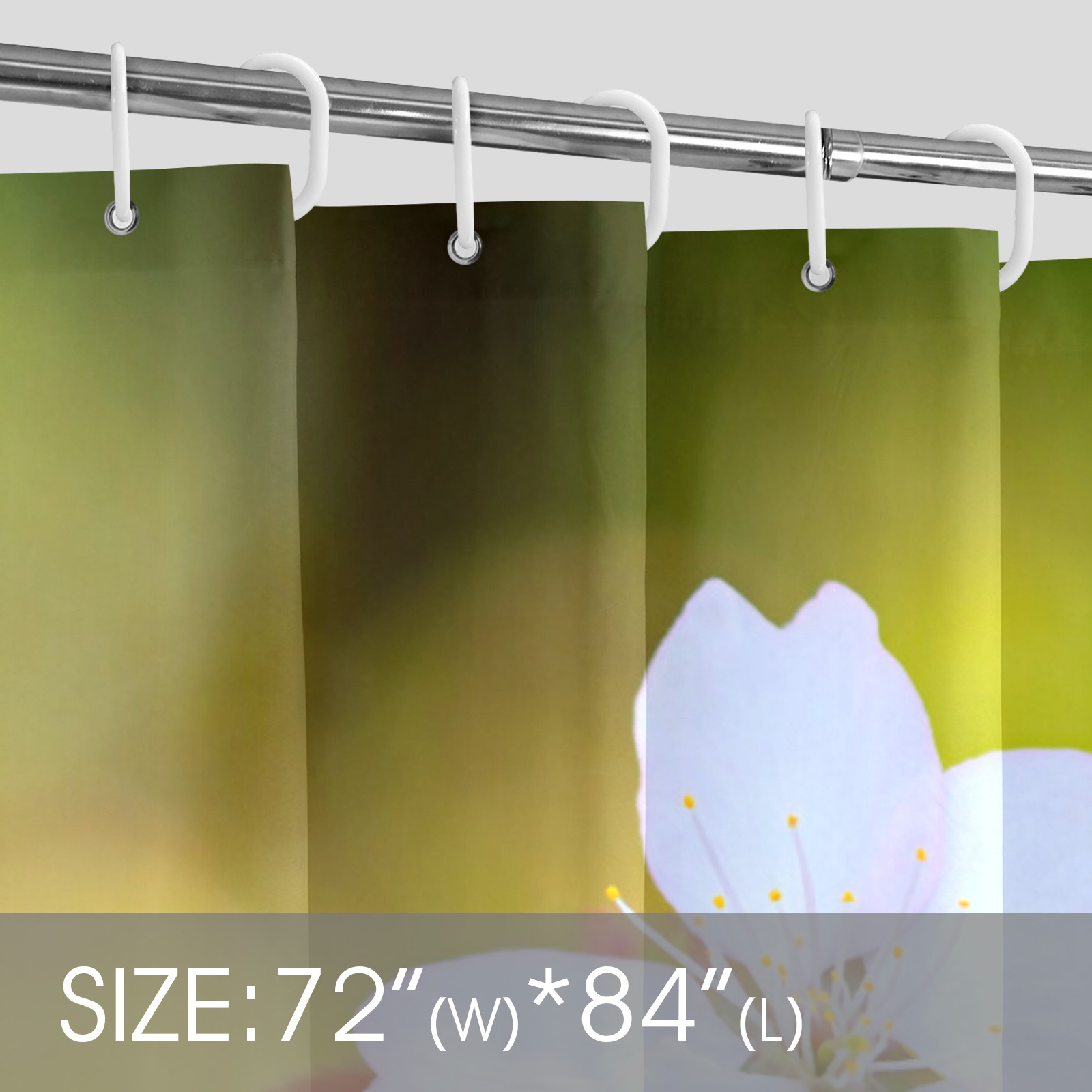 Two sakura cherry flowers, colorful background. Shower Curtain 72"x84"