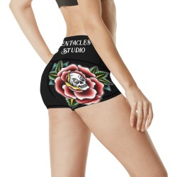 Skulls and Roses Women's All Over Print Yoga Shorts (Model L17)