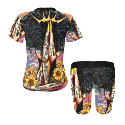 Blessed Afro 2 Piece Women's Short Yoga Set