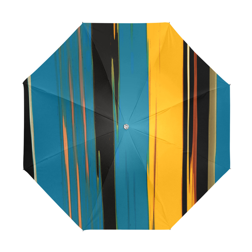 Black Turquoise And Orange Go! Abstract Art Anti-UV Foldable Umbrella (U08)