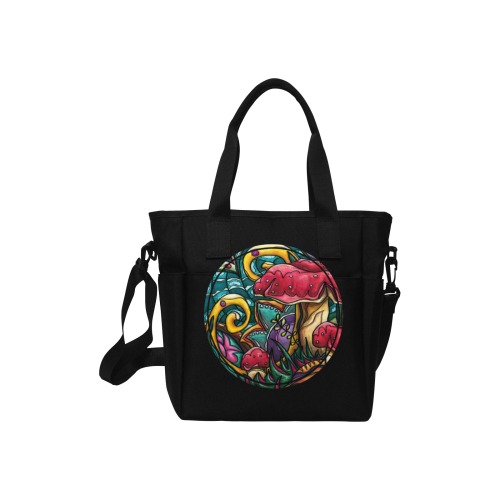 Mushrooms Insulated Tote Bag with Shoulder Strap (Model 1724)