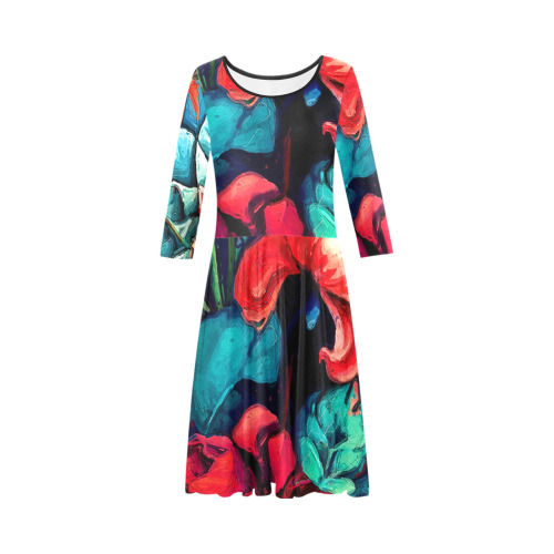 flowers botanic art (8) dress fashion Tethys Half-Sleeve Skater Dress(Model D20)