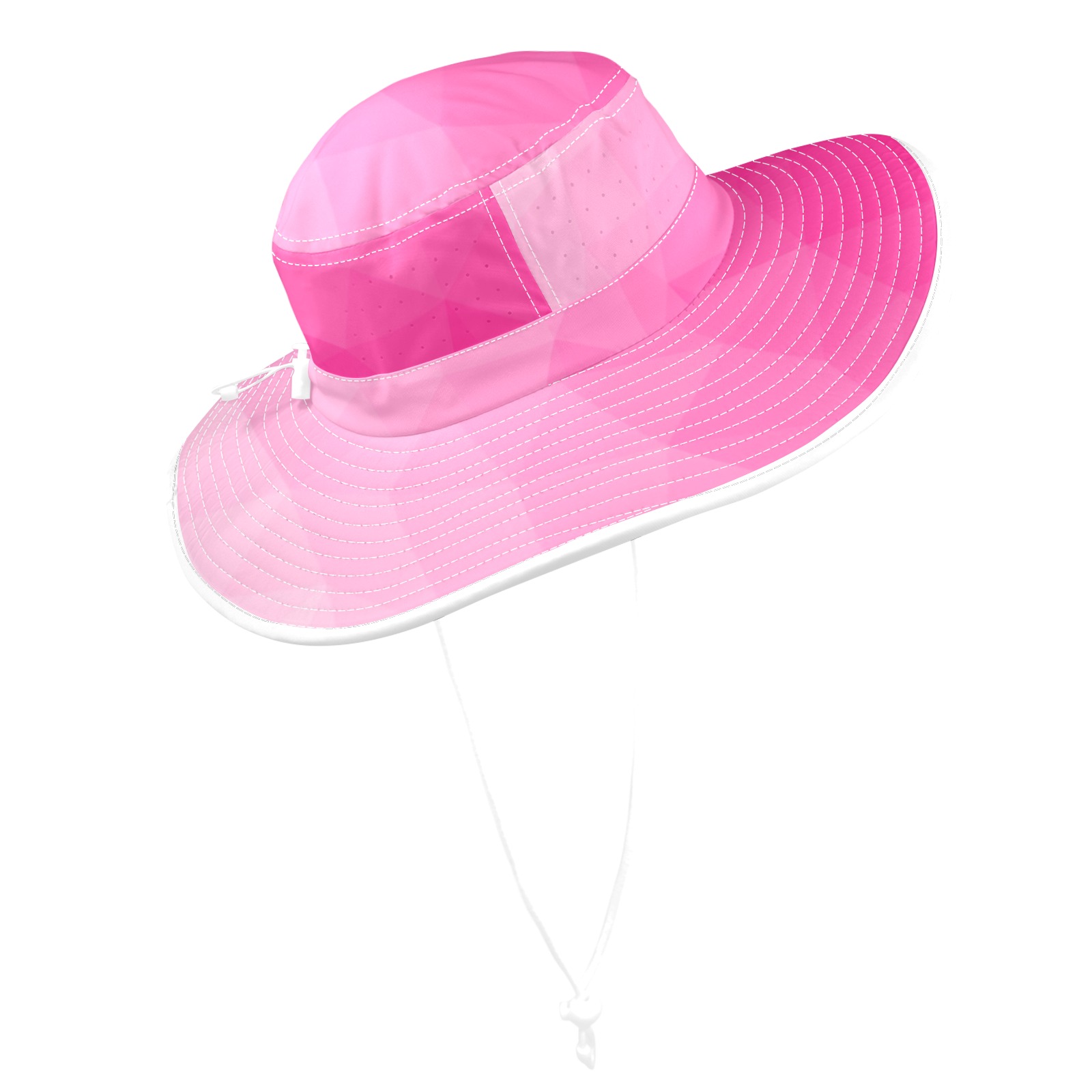 Hot pink gradient geometric mesh pattern Wide Brim Bucket Hat