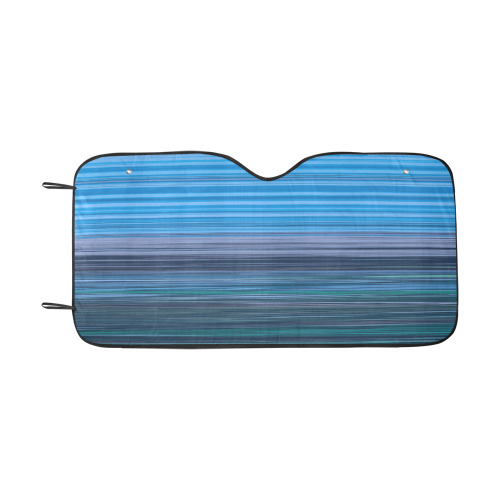 Abstract Blue Horizontal Stripes Car Sun Shade 55"x30"