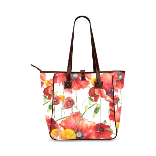 Poppy and Pods leather strip Tote Classic Tote Bag (Model 1644)
