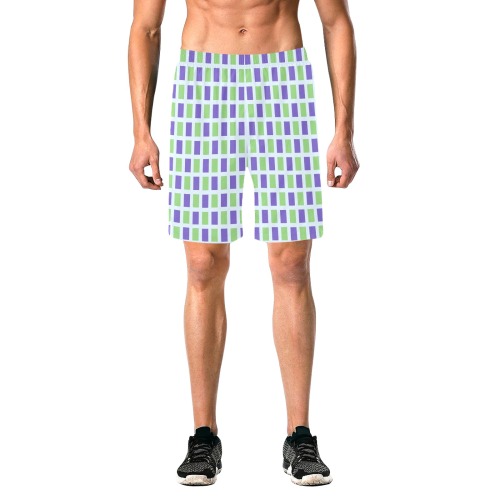 blue and green blue Men's All Over Print Elastic Beach Shorts (Model L20)
