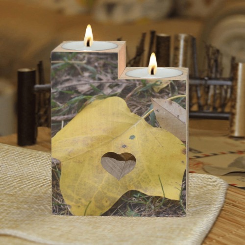 Elegence of Autumn Wooden Candle Holder (Without Candle)