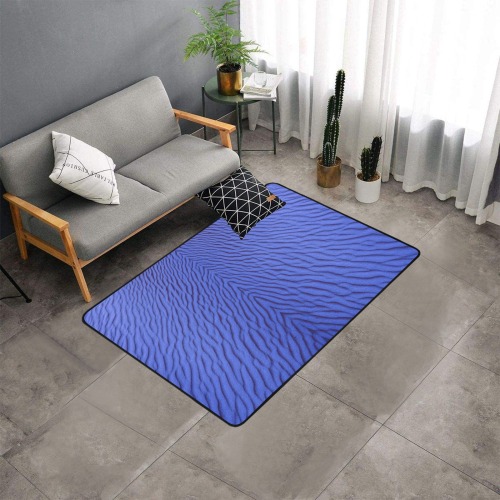 sand -blue Area Rug with Black Binding 5'3''x4'
