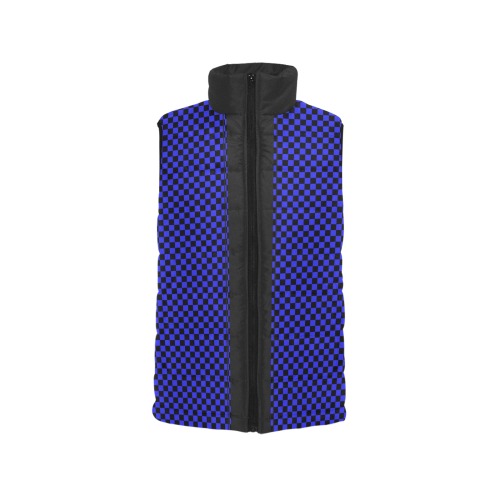 Checkerboard Blue Black Stripe Racing Men's Padded Vest Jacket (Model H44)