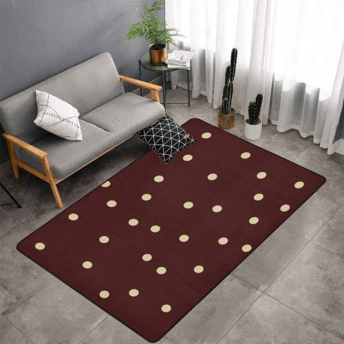 dots Area Rug with Black Binding 7'x5'