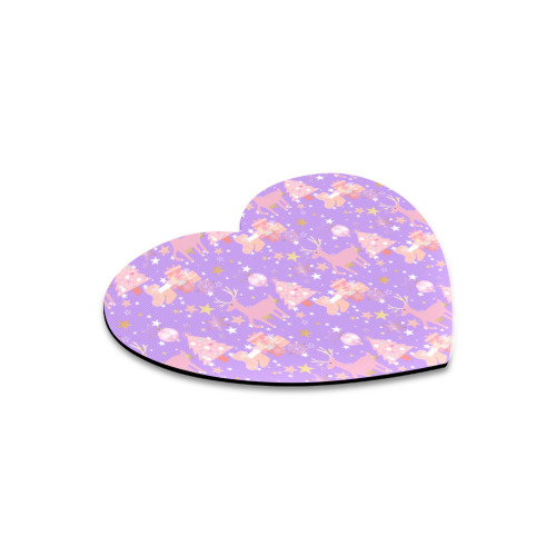 Pink and Purple and Gold Christmas Design Heart-shaped Mousepad