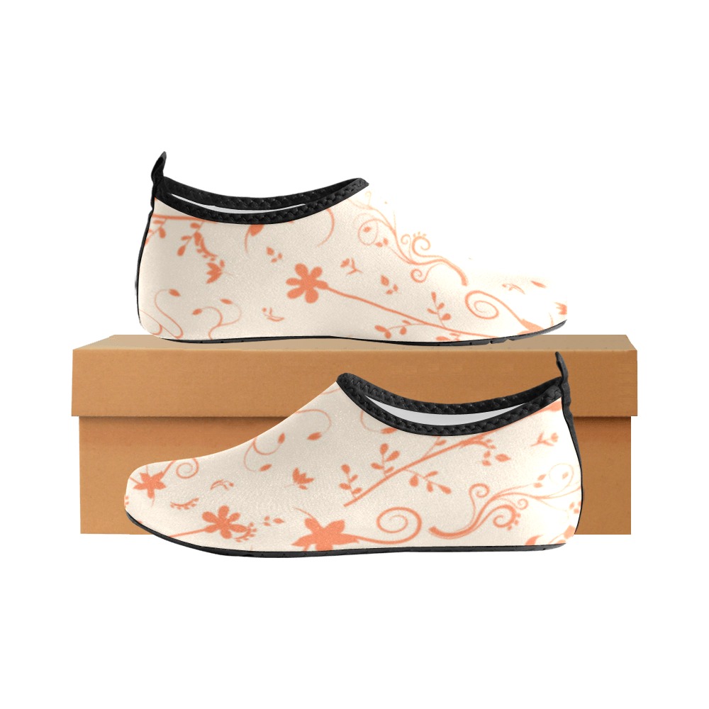 Delicate Flowers Coral Kids' Slip-On Water Shoes (Model 056)
