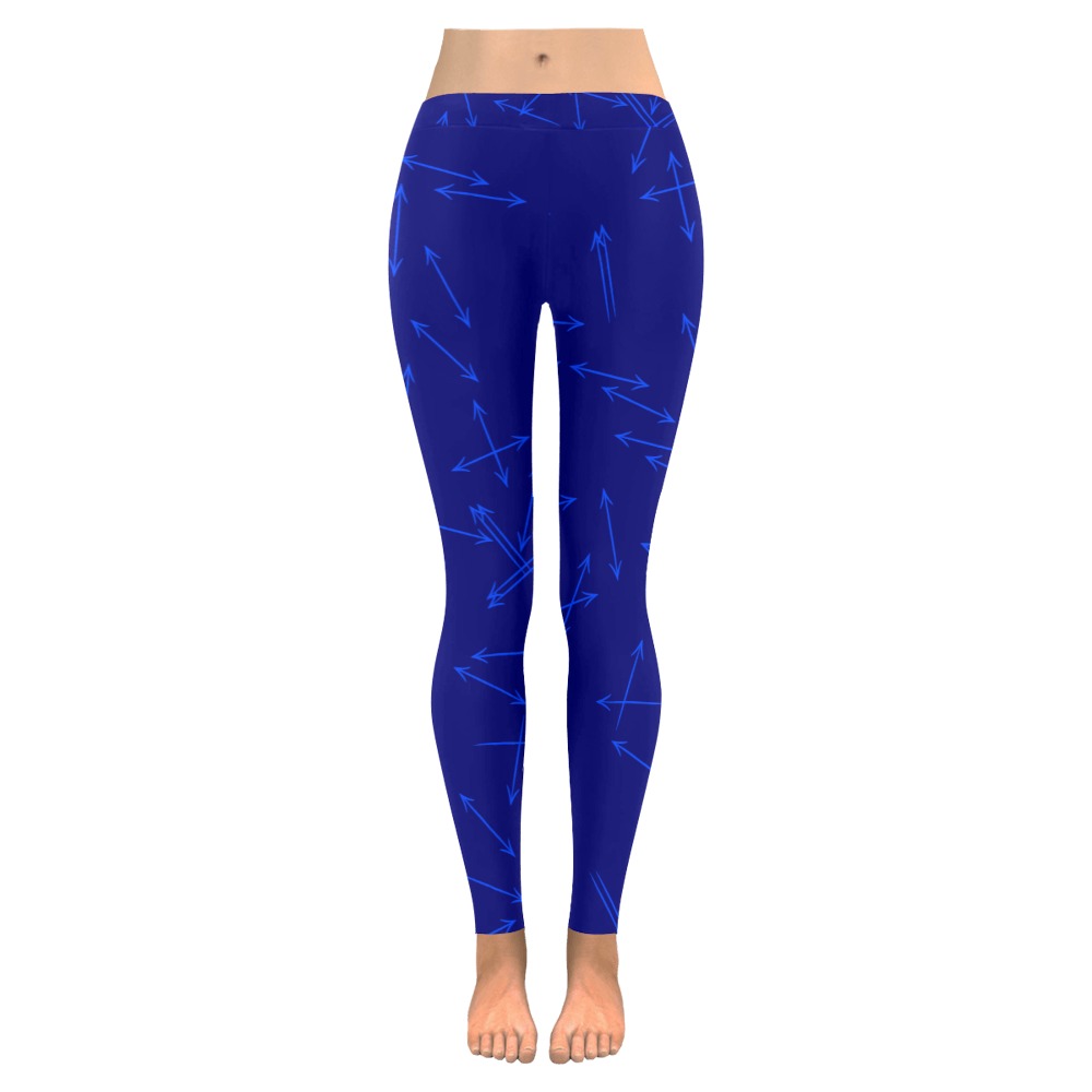 Arrows Every Direction Blue on Blue Women's Low Rise Leggings (Invisible Stitch) (Model L05)