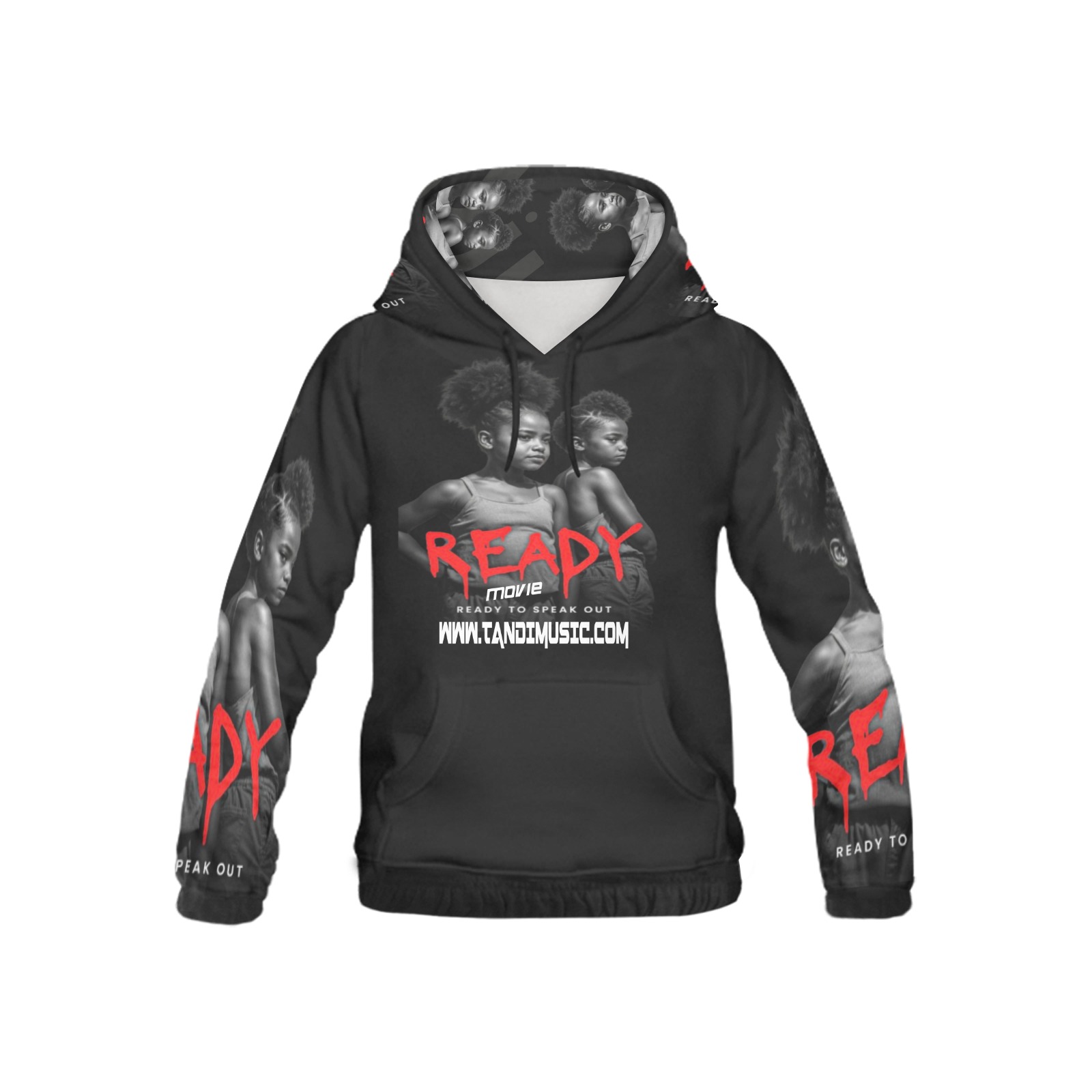 READY Kids Hoodie Blue Unisex Black text All Over Print Hoodie for Kid (USA Size) (Model H13)