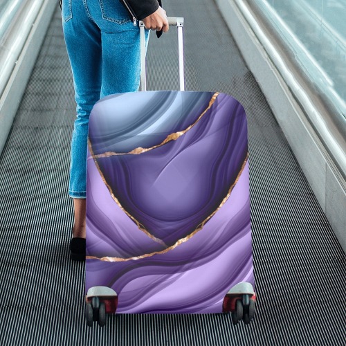 Large Purple Waves Luggage Cover Luggage Cover/Large 26"-28"