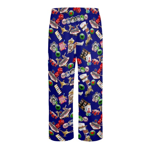 Las Vegas Icons on Blue Men's Pajama Trousers without Pockets