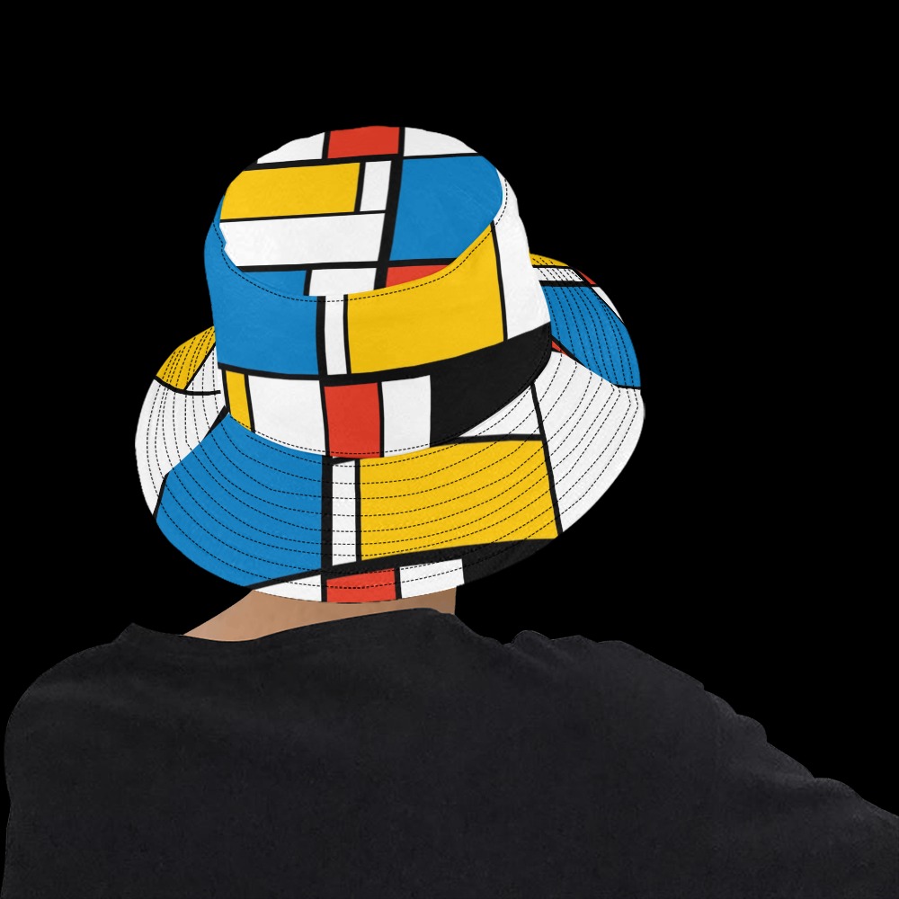 Mondrian De Stijl Modern All Over Print Bucket Hat for Men