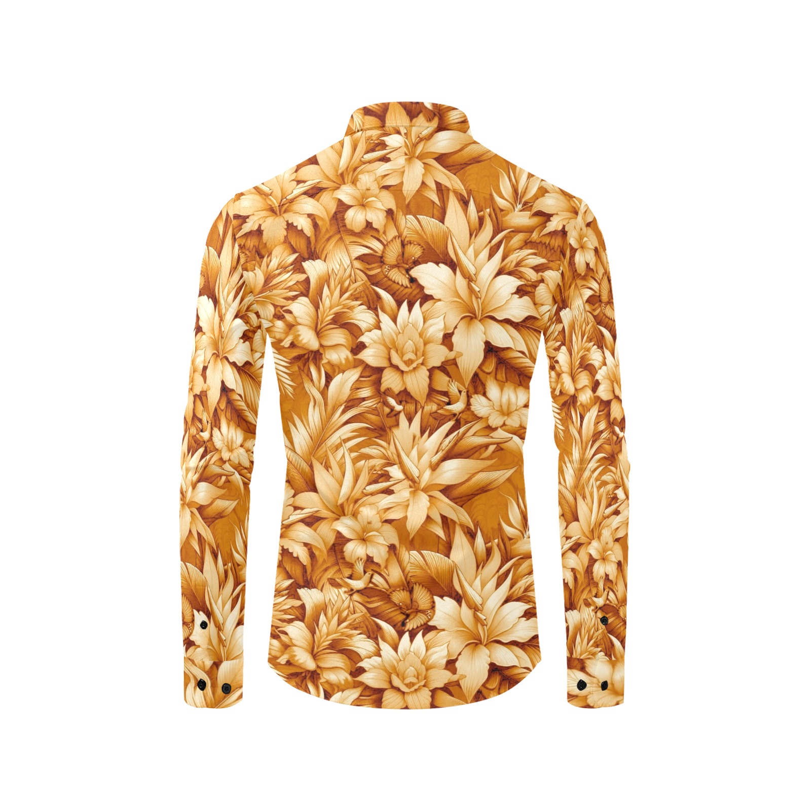 fleurs tropicales orange Men's All Over Print Casual Dress Shirt (Model T61)
