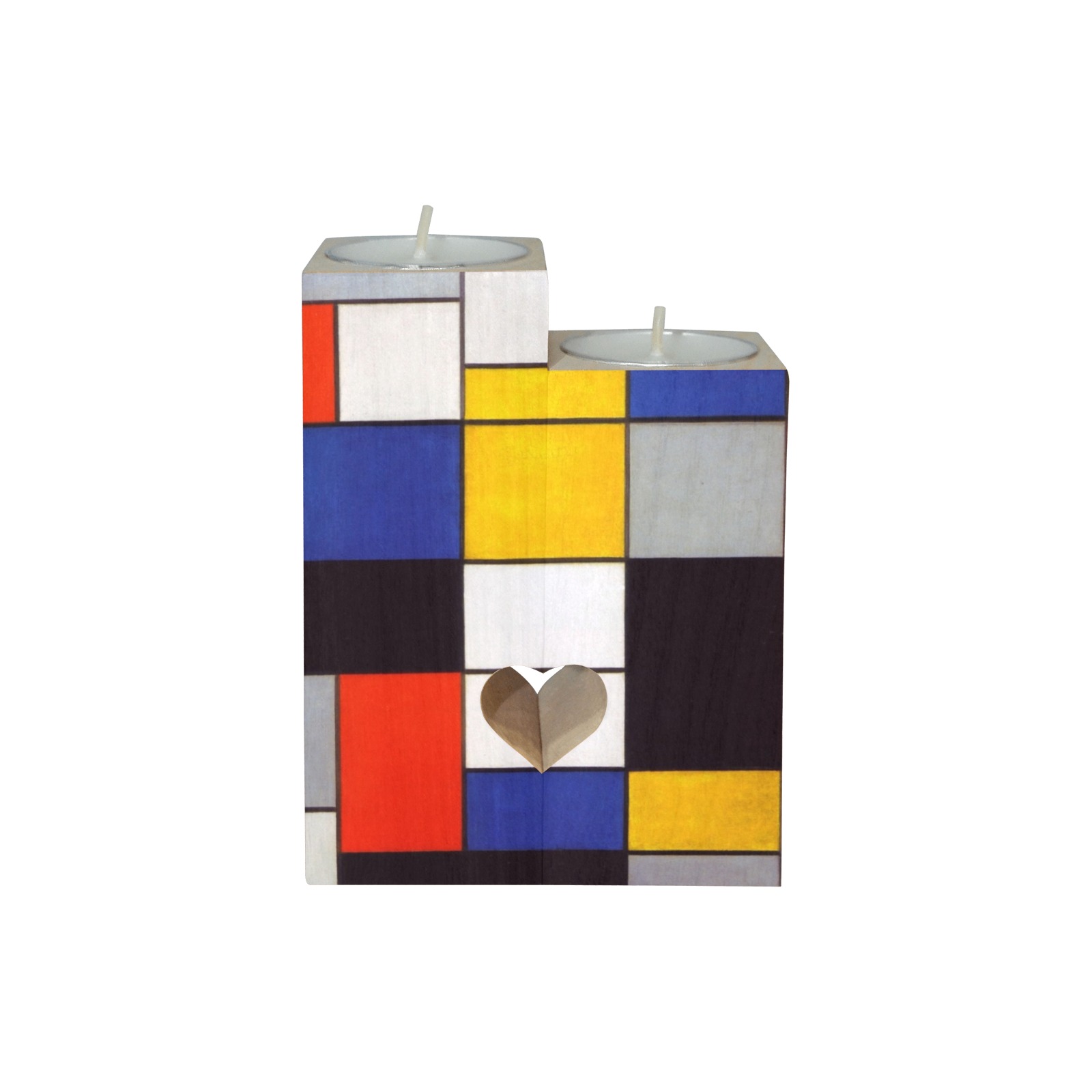 Composition A by Piet Mondrian Wooden Candle Holder (Without Candle)