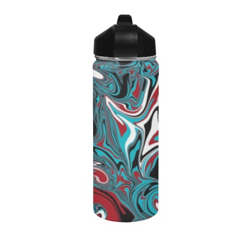 Dark Wave of Colors Insulated Water Bottle with Straw Lid (18 oz)