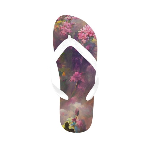 spring_flower_TradingCard Flip Flops for Men/Women (Model 040)