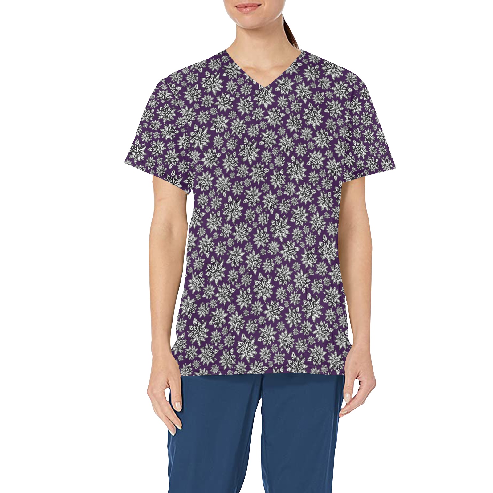 Creekside Floret small pattern purple All Over Print Scrub Top