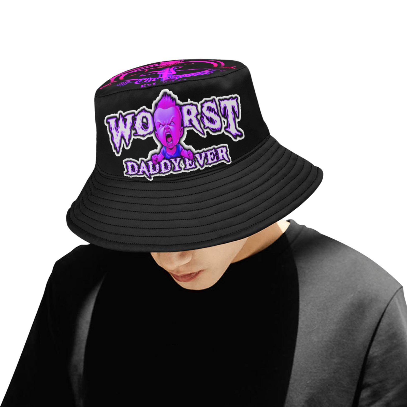 Worstdaddyever Bucket Black Unisex Summer Bucket Hat