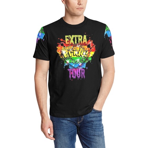Extratour Men's All Over Print T-Shirt (Solid Color Neck) (Model T63)