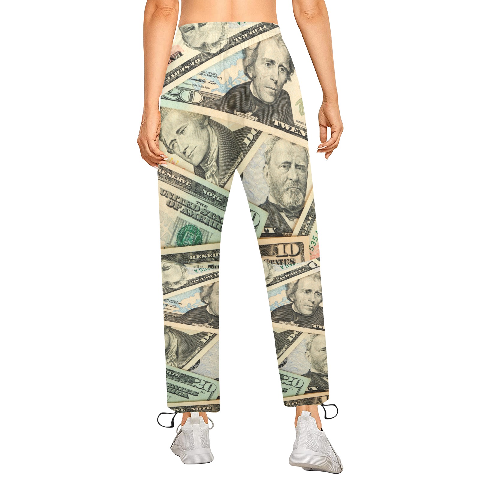US PAPER CURRENCY Women's Quick Dry Cargo Sweatpants (Model L65)