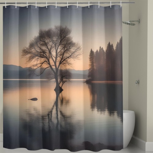 Misty Morning Tree Shower Curtain Shower Curtain 72" x 72"