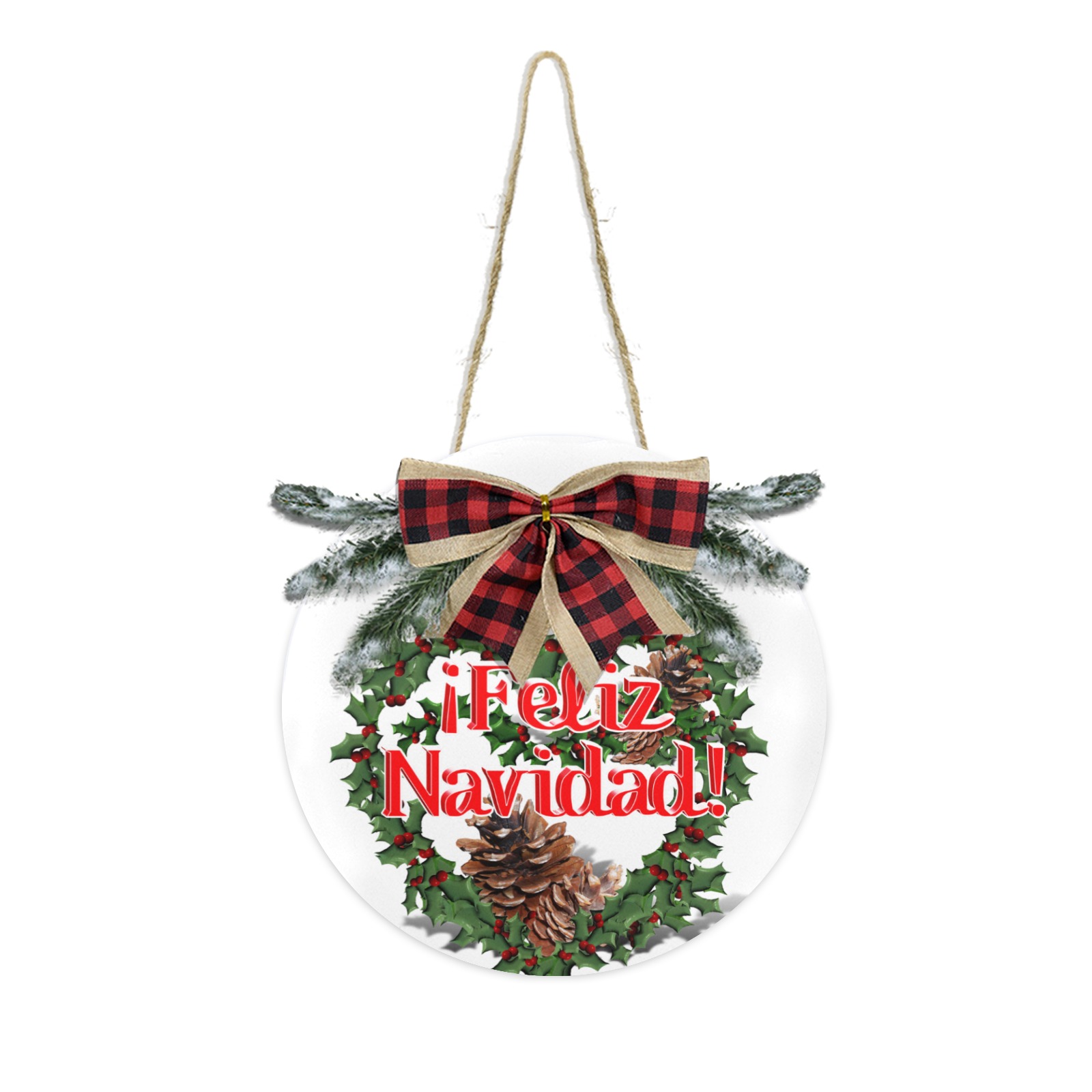 Feliz Navidad Christmas Wreath Christmas Door Hanger (11.8inch)